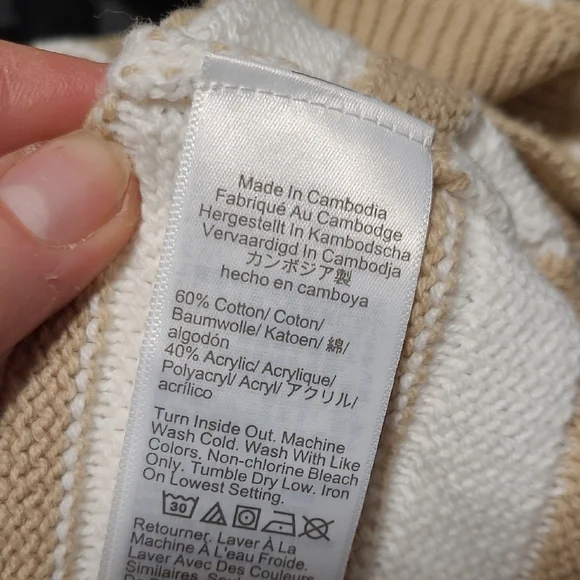 New J. Crew Women's Tan and Cream Striped Open Cardigan Swearter Size Xs - Picture 9 of 9